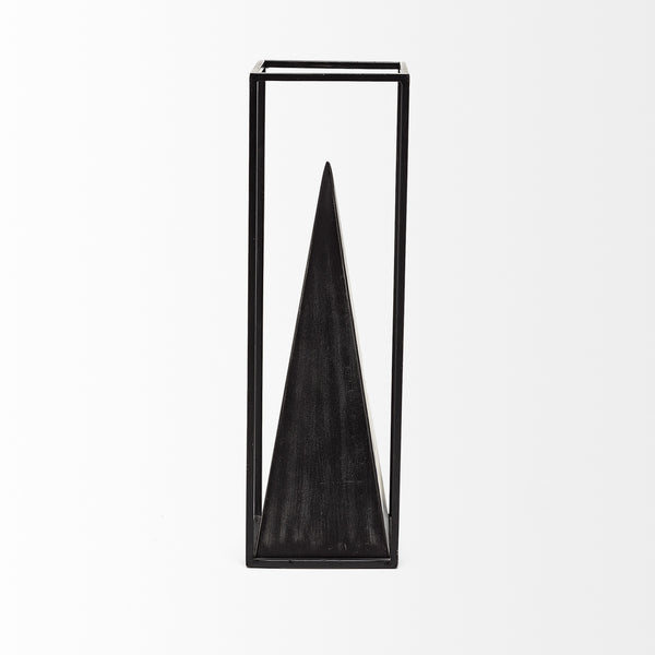 Memphis I (Large) 5L x 5W Black Metal Pyramid In A Square Frame