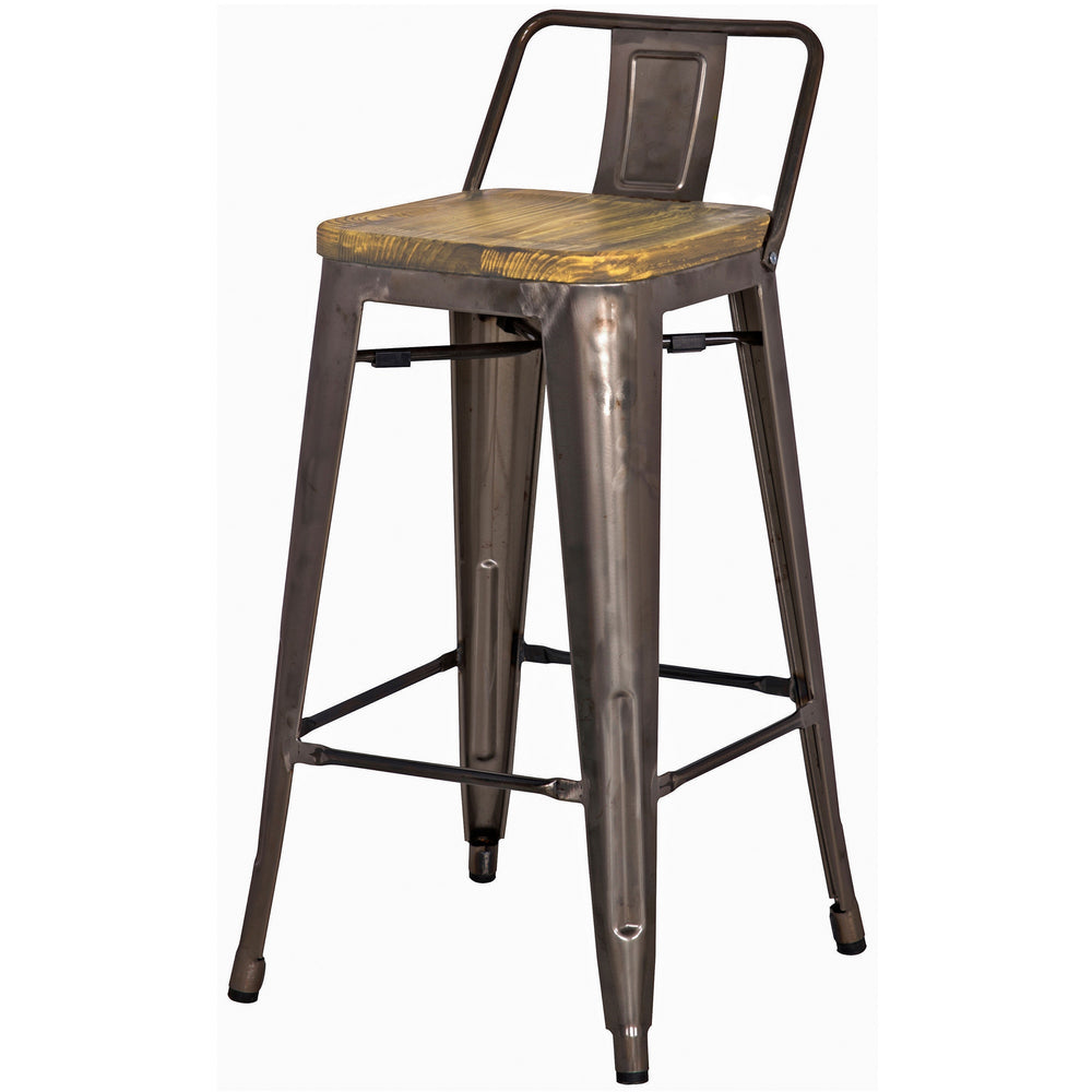 Metropolis Low Back Counter Stool Wood Seat In Gunmetal
