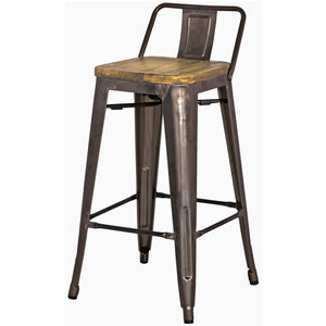Metropolis Low Back Counter Stool Wood Seat In Gunmetal