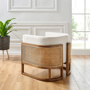 Velma Accent Arm Chair w/ Rattan, Shortbread/Natural