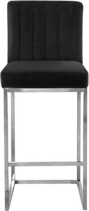 Joanna Stool In Black Velvet and Chrome