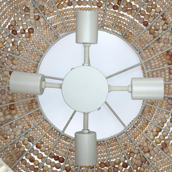 Clamshell Wood Beaded 4-Light Chandelier