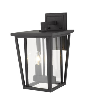 Seoul 2 Light Outdoor Wall Sconce in Black Finish