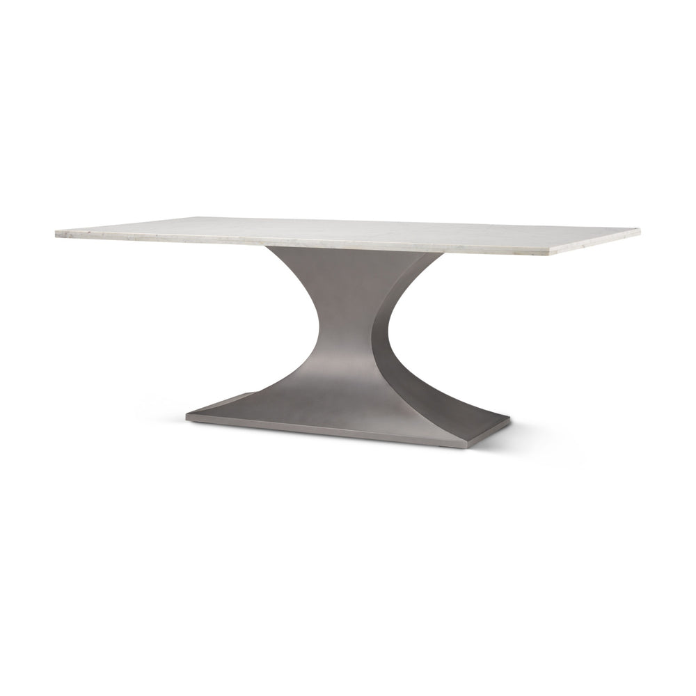 Maxton 79.0L x 39.0W x 30.0H Marble Top w/ Gunmetal Base Dining Table