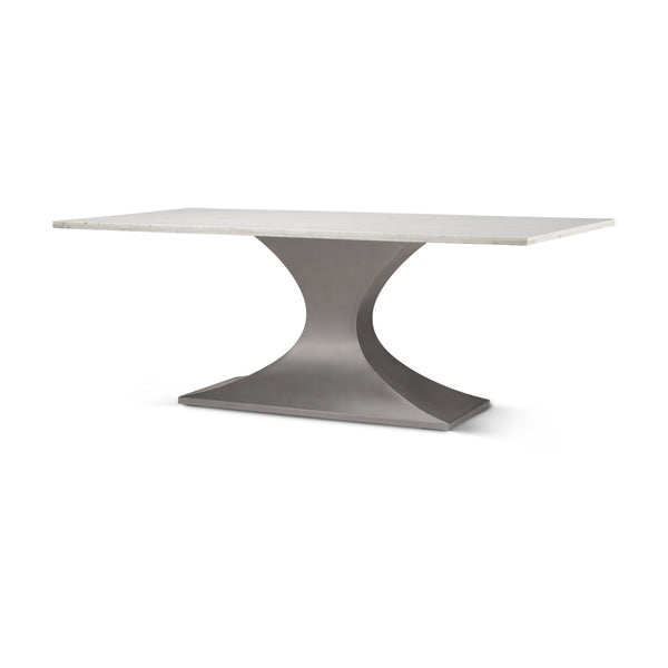 Maxton 79.0L x 39.0W x 30.0H Marble Top w/ Gunmetal Base Dining Table
