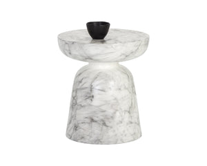 Lucida End Table - Marble Look - White