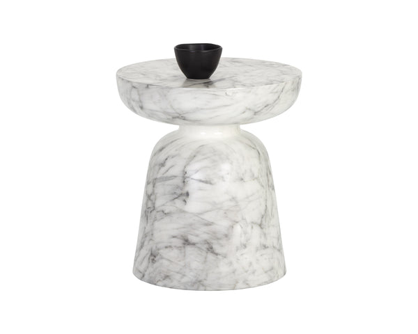 Lucida End Table - Marble Look - White