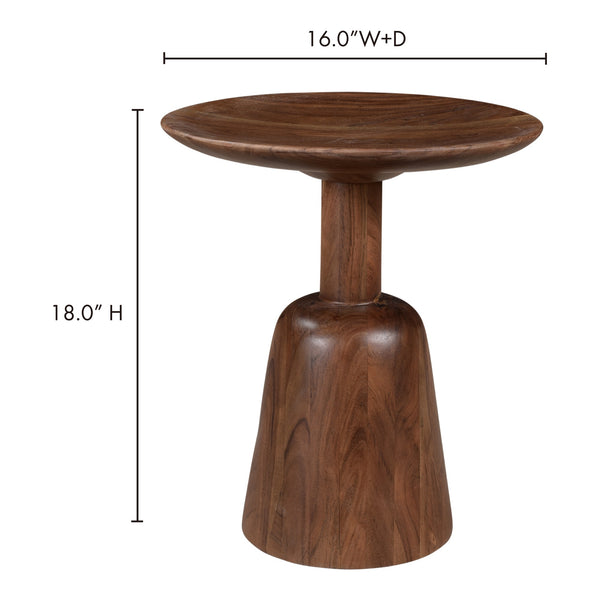 Nels End Table in Solid Acacia Wood, Dark Brown