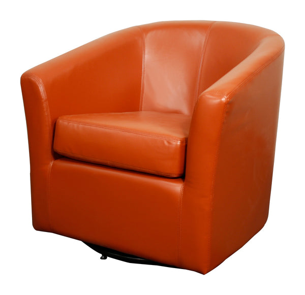Hayden SWIVEL Bonded Leather Arm Chair In Pumpkin