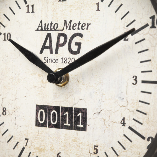 Attalack II Black Metal Round Face Table Clock