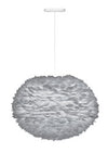 Eos Large Hardwired Pendant in Grey with White Cord