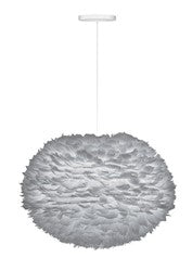 Eos Large Hardwired Pendant in Grey with White Cord