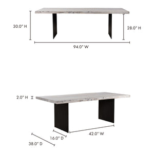 Evans Dining Table in White Acacia Wood