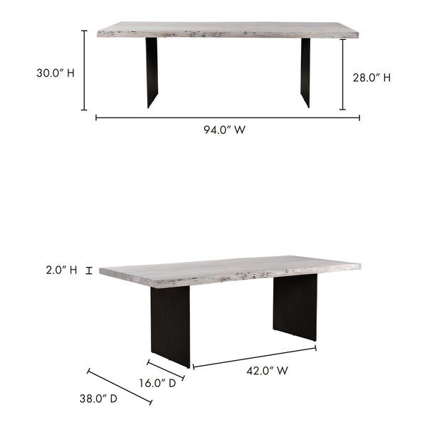 Evans Dining Table in White Acacia Wood