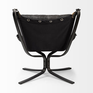 Colarado Black Leather Cushions w/ Black Metal Frame Sling-Style Accent Chair