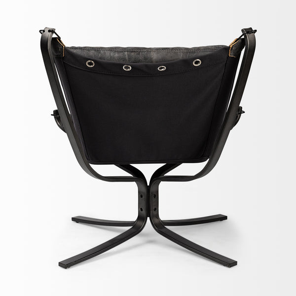 Colarado Black Leather Cushions w/ Black Metal Frame Sling-Style Accent Chair