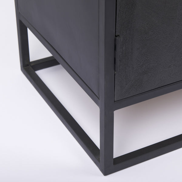 Sloan Black Wood W/Black Metal Frame Accent Cabinet