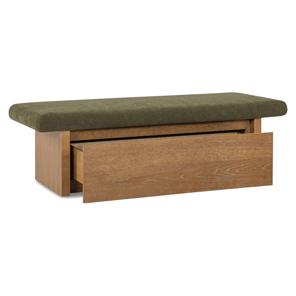 Gemma Storage Bench Dark Green with Wooden Base