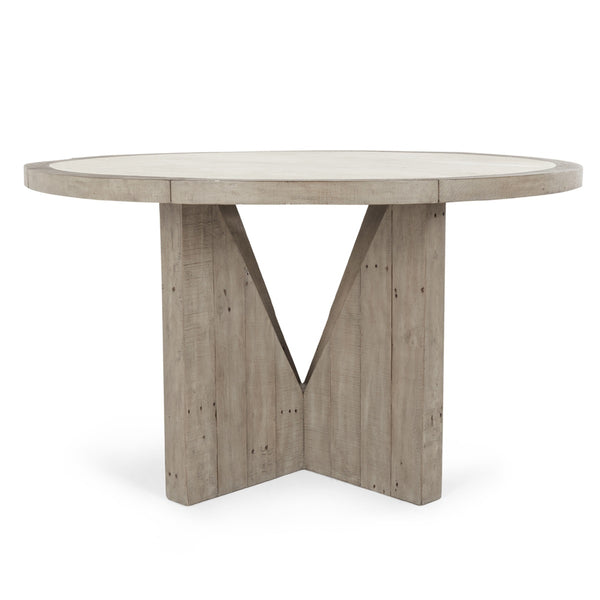 Vincent Solid Wood Round Dining Table - Distressed Gray