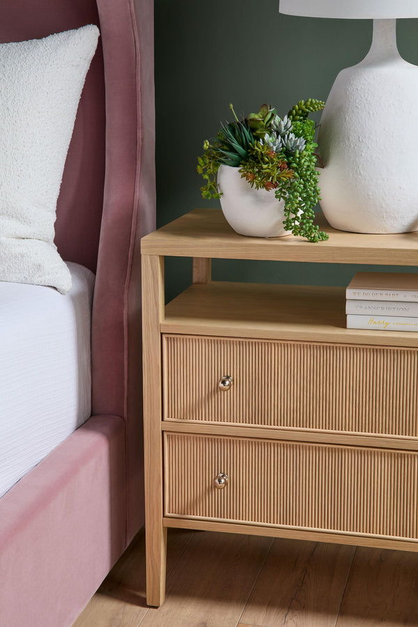 Highland Open Shelf, 2-Drawer Nightstand
