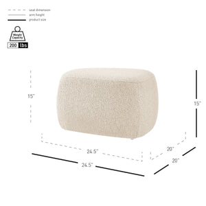 Carlese Boucle Small Ottoman, Palladian Beige