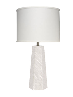 High Rise Glass Table Lamp with Linen Shade