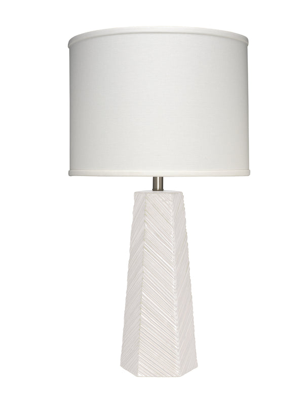High Rise Glass Table Lamp with Linen Shade