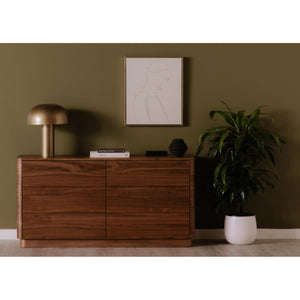 Moe's Round Off Six-Drawer Walnut Dresser