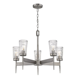 Flair 5 Light Chandelier in Antique Nickel Finish
