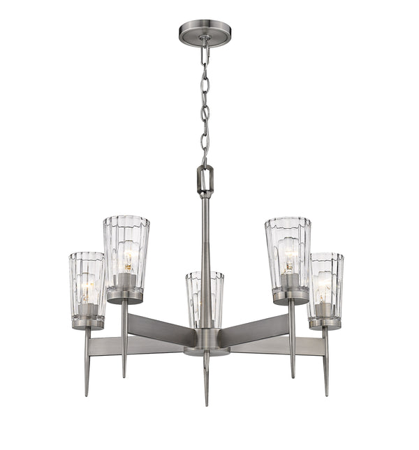 Flair 5 Light Chandelier in Antique Nickel Finish