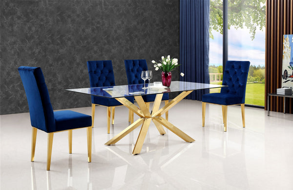 Orville Dining Chair In Navy Velvet