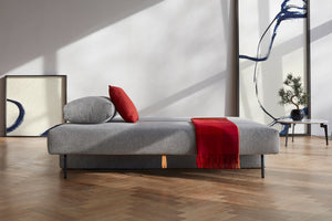 OSVALD FULL SOFABED in MELANGE GREY FABRIC WITH Black steel LEGS 538