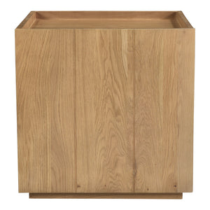 Plank Nightstand in Natural Oak with Storage Cabinet