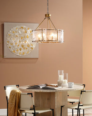 Glenn Large Round Metal 6-Light Chandelier, Antique Brass