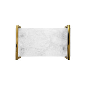 WHITE QUARTZ TRAY WITH BRASS HANDLES