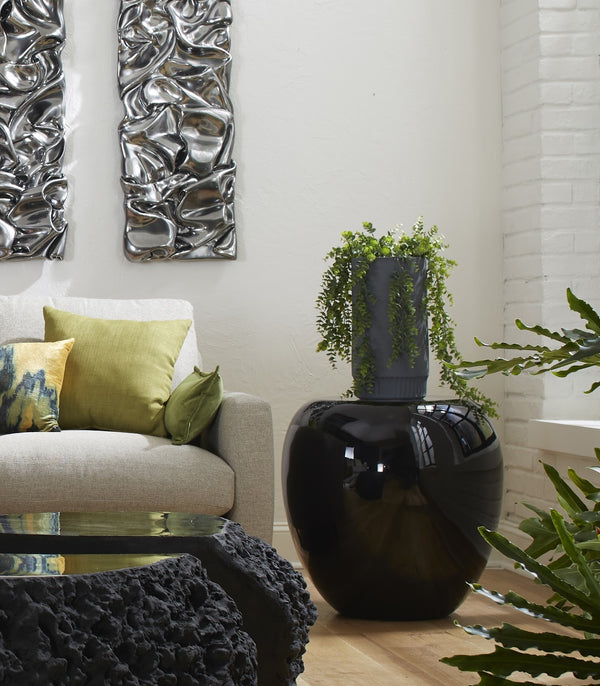 River Stone Side Table, Gel Coat Black