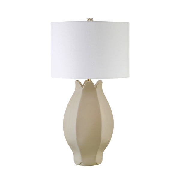 ORGANIC FLORAL INSPIRED CERAMIC TABLE LAMP IN BEIGE GLAZE