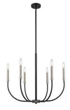 Haylie 6 Light Chandelier in Matte Black + Brushed Nickel Finish