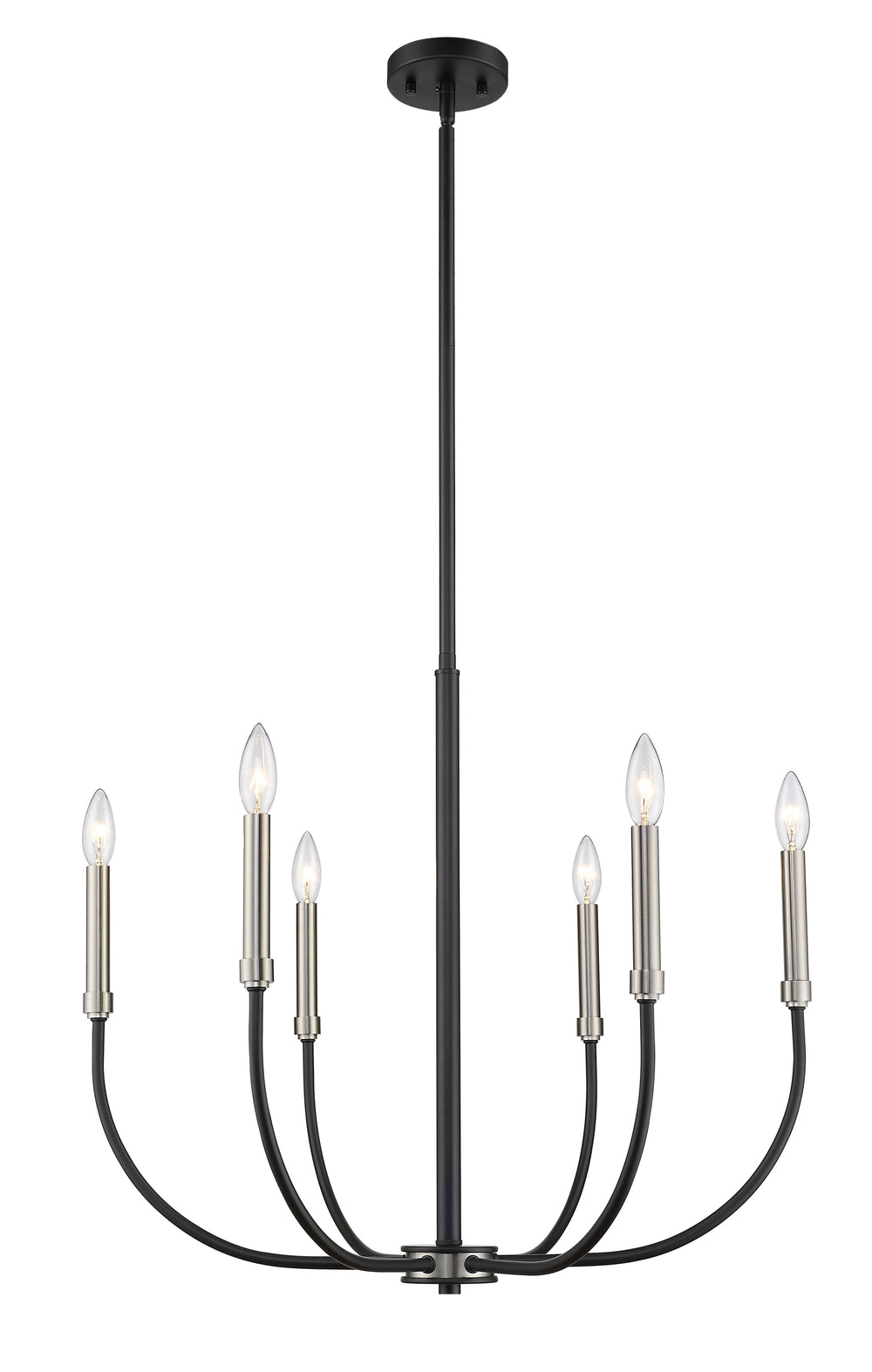 Haylie 6 Light Chandelier in Matte Black + Brushed Nickel Finish