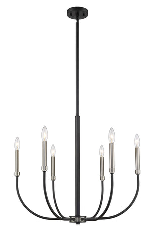 Haylie 6 Light Chandelier in Matte Black + Brushed Nickel Finish