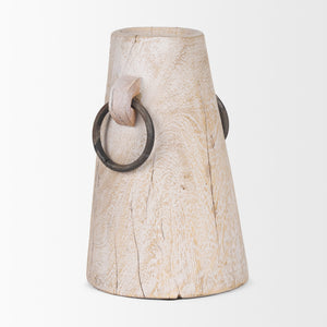 Monique Large Light Brown w/ Handles Wood Pot