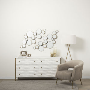 Savannah White Fir Veneer w/ Gold Metal Accents 6-Drawer Sideboard