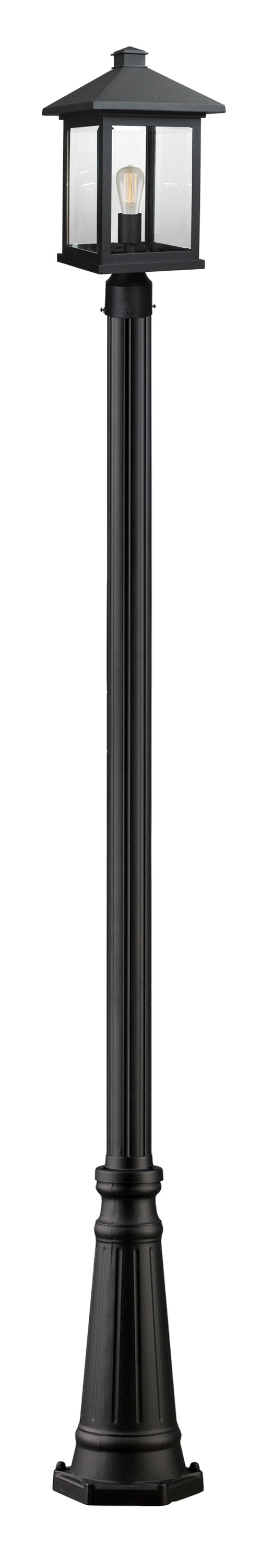 Portland 1 Light Outdoor Post Light in Black Finish