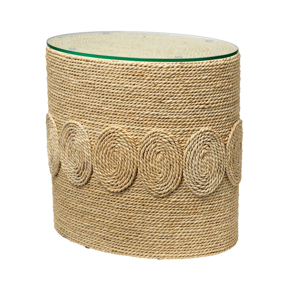 Barbados Oval Corn-Straw Side Table