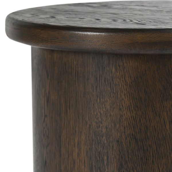 Runa Solid Wood Round End Table - Coffee Brown