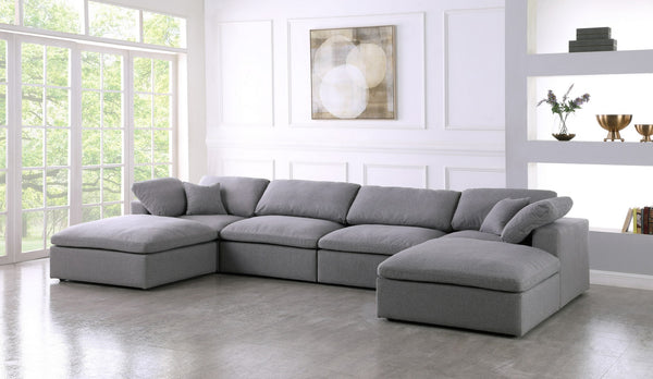 Carmen Cloud Modular Sectional In Grey Linen Fabric