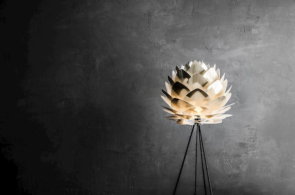 Silvia 60" Tripod Floor Lamp in Brass Foil Finish and Black Base