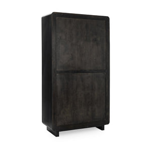 Albero Solid Wood Tall Cabinet in Black Finish