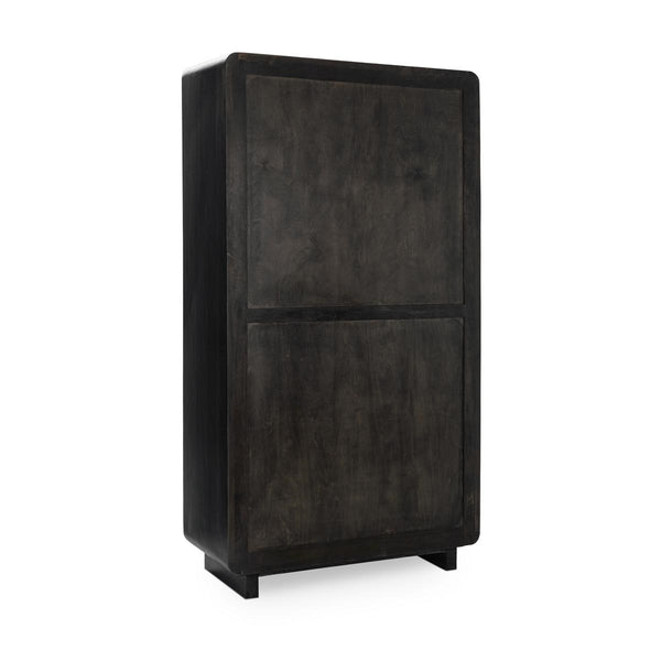 Albero Solid Wood Tall Cabinet in Black Finish