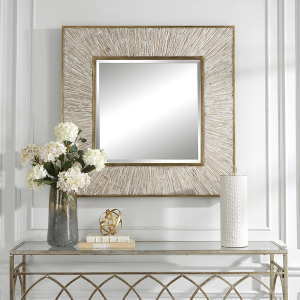 Wharton Whitewashed Square Mirror